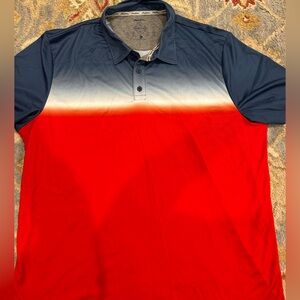 Flag & anthem ombré blue, white, orange men’s golf polo, brand new w/ tags, XXL